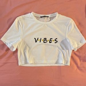 White Graphic Crop Tee